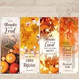 Moukeren 4 Pcs Fall Church Banners with Scripture Autumn Harvest Religious Porch Banners Backdrops for Fall Thanksgiving Sanctuary Wall Worship Bible Verse Christian Praise Hanging Signs Church Decor