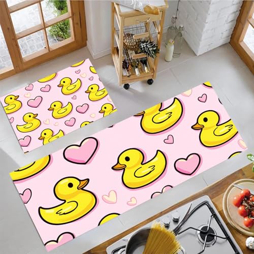 Tapis de cuisine antidérapant rose lot de 2 absorbant lavable - 4