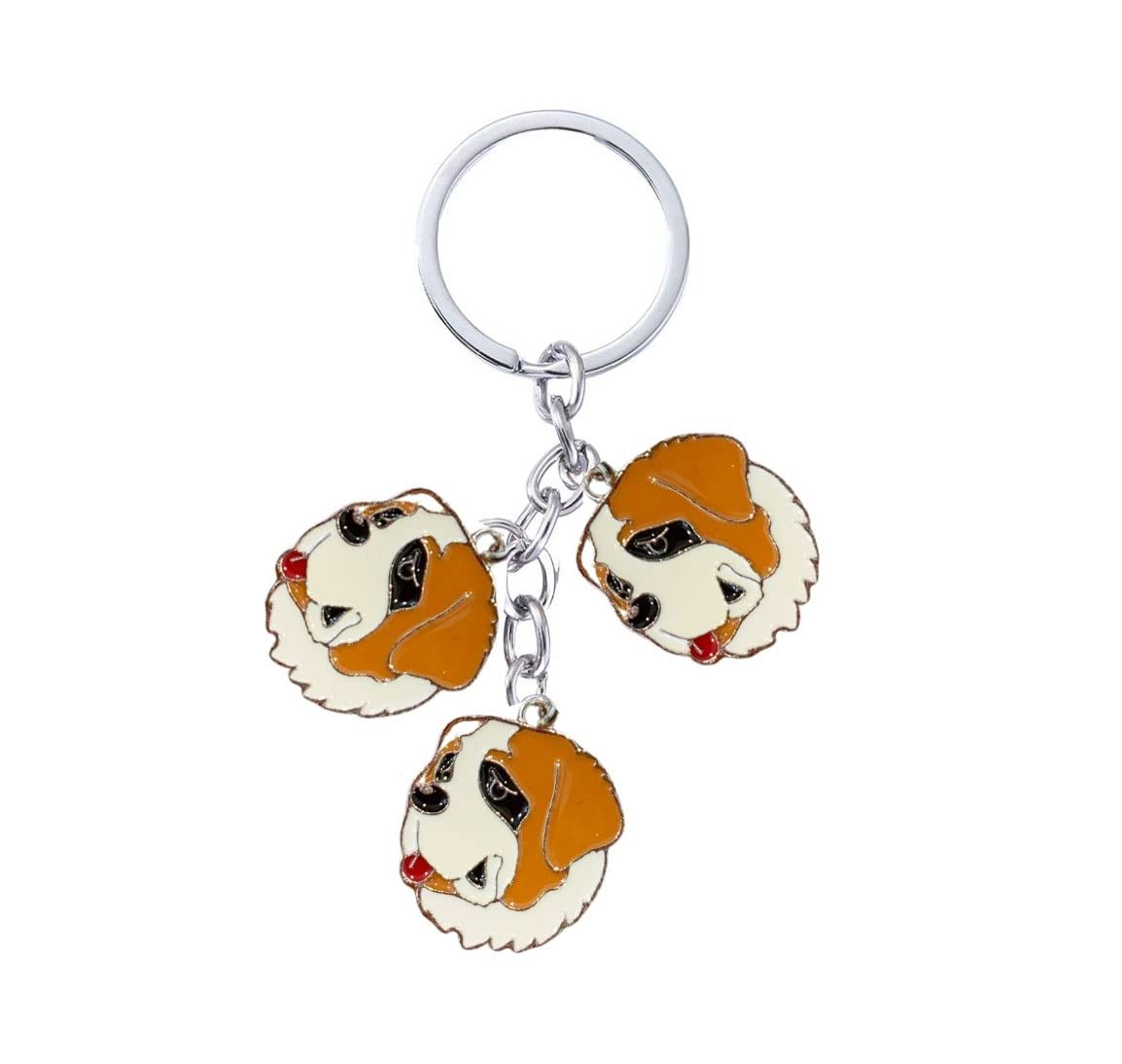 BT Bear Dog Keyring,Three Dogs Key-Ring Keychain,Cute Metal Puppy ID Tags Dog Keyring Keyfob Key Tags Car Bag Keyring Small Dogs Pendant (Saint Bernard)