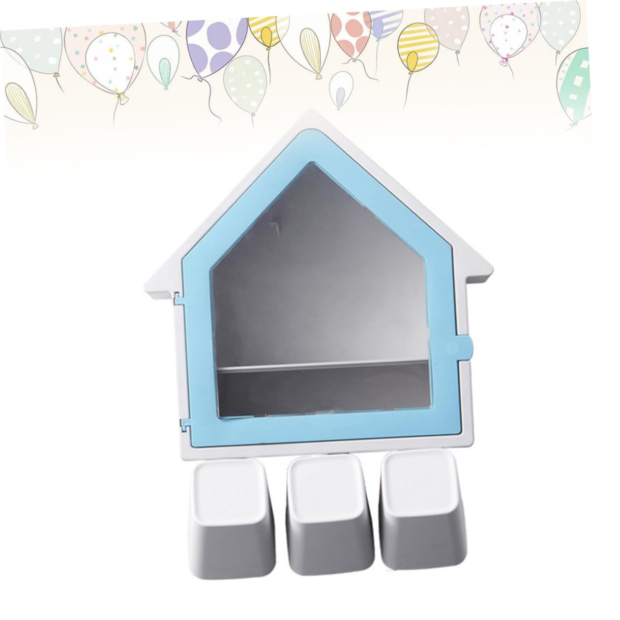 Portaspazzolino da Muro a Forma di Casa Supporto per Bicchiere, senza Foratura, in Abs + Pp, Accessori Bagno per Spazzolino Manuale ed Elettrico