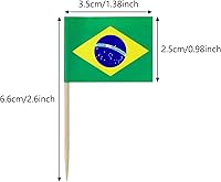 Vista 3 de 100 piezas de banderas de Brasil brasileñas pequeñas con palillos, decoración para mini cupcakes, toppers para cupcakes, banderas de comida