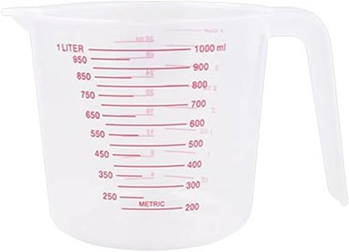 Taza medidora de plástico de 33.8 fl oz, 4 tazas de gran capacidad, apilable, transparente, jarra de medición graduada para cocinar, hornear,