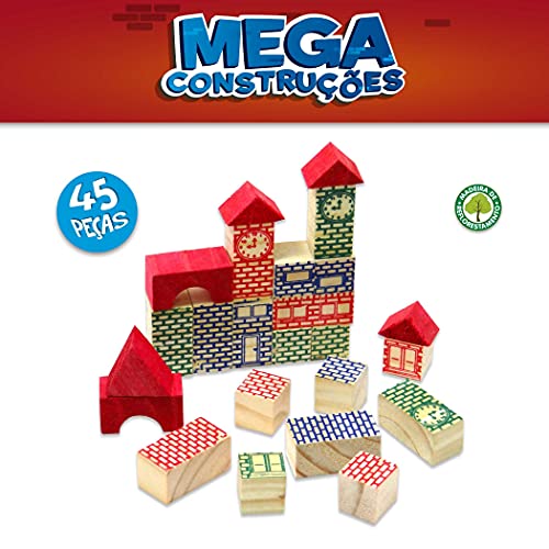 Pais & Filhos Brinquedo para Montar Mega Construções 45 Peças Pais e Filhos, Multicores
