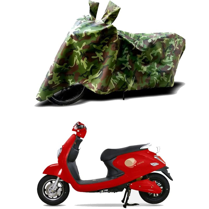 Image of 100% Water Resistant Bike Scooty Two Wheeler Body Cover Compatible for Techo Electra Emerge STD /UV-Rays /Heat Protection /Birds Dropping /Scratchproof /Dust Proof /Waterproof /All [Green MJ]