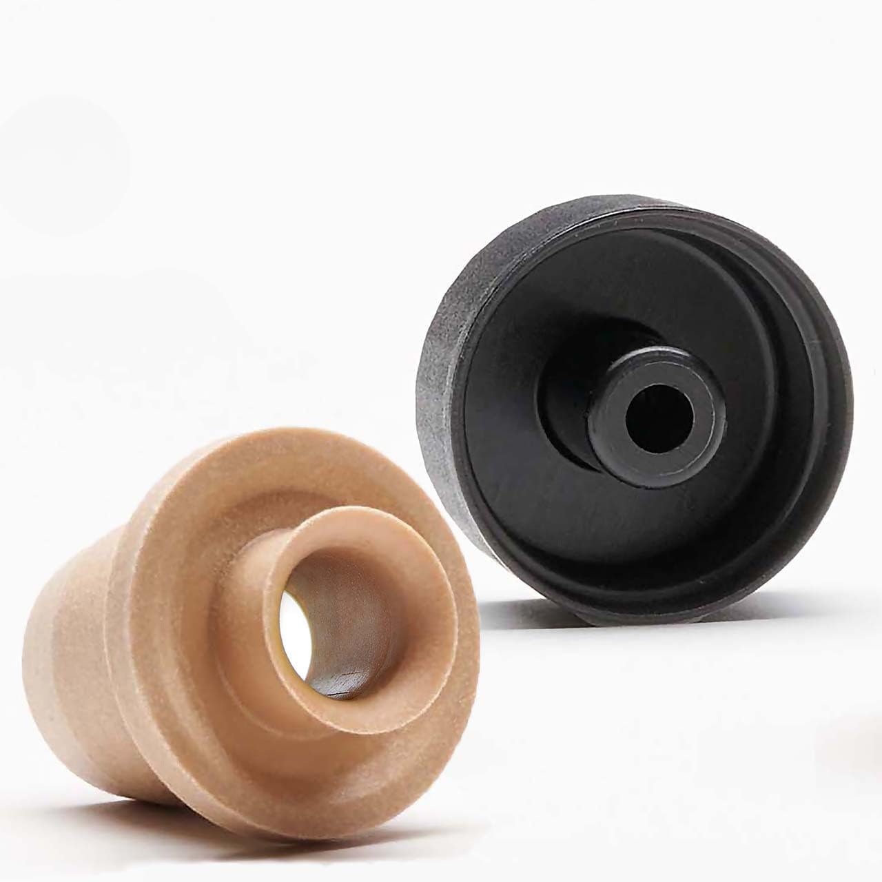 19.5mm Synthetic Bar Top Pourer Corks with Black Caps, Pack of 12 - Integrated Pour Spout for Oils & Vinegars