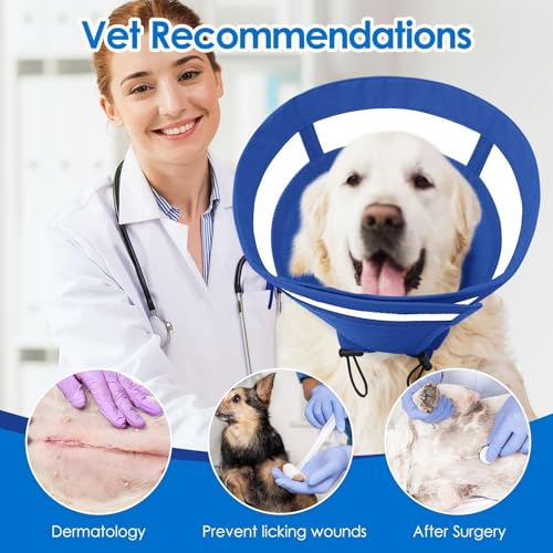 Image of SAWMONG Soft Cone for Dogs - Extra Large Dog Recovery Collar, Adjustable E-Collar to Stop Licking After Surgery (XL, Blue)