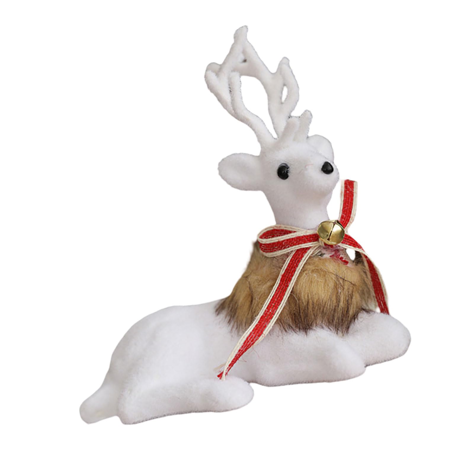 Msioytog Stylish White Reindeer Decoration Realistic White Reindeer Statue Holiday Decoration Figurine Display Figurine