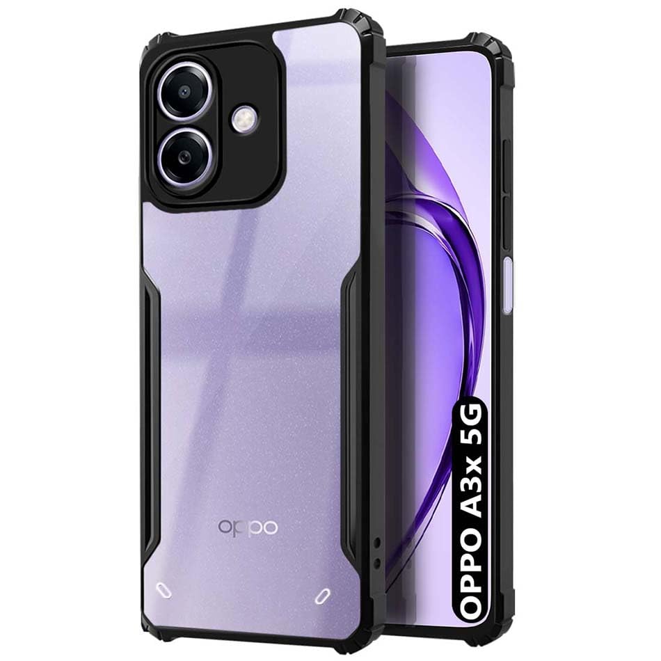 Fashionury Shockproof Crystal Clear Back Cover Case for Oppo A3x 5G | 360 Degree Protection | Protective Design | Transparent Back Cover Oppo A3x 5G (Black Bumper) (B0DCTQWMJ7) Amazon Price History, Amazon Price Tracker