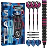 WINMAU Darts- Rebecca Allen Team - Juego de dardos profesionales de tungsteno con punta de acero 90% de 360 – 24 g, incluye ejes Vecta (tallos de dardo), plumas de dardos extra gruesas de 100 micras
