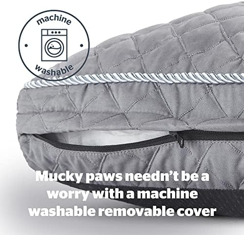 Silentnight Ultrabounce Dog Bed - Soft Medium Dog Pet Bed Pillow Mattress for Crate - Easy Clean, Machine Washable and Non-Slip Base - Grey