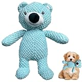 Kyiwxs Double-Layer Durable Plush Bear Dog Toy with Squeaker + Crinkle Paper, Interactive & Chew-Resistant, Light Blue, Suitable for Puppies, Small, Medium & Large Dogs, Indoor & Outdoor Use