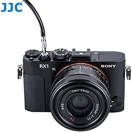 JJC 40cm/15.7" Silver Mechanical Shutter Release Cable with Bulb-Lock for Fujifilm Sony Leica Olympus Panasonic & Cameras with Screw Hole Shutter Release Button