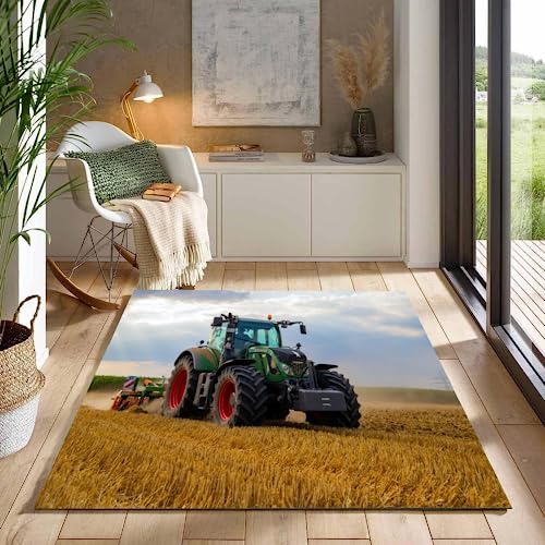 ITOMEN Teppich Schlafzimmer Traktor Kinderteppich Dekoration Carpets Herbsternte Auf Dem Bauernhof...