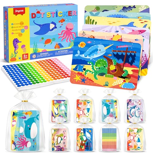 JoyCat 12 Pack Ocean Dot Art Party Favors, 2400+ Dot Stickers, Ages 3-8
