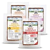Raised Right Variety Pack Human-Grade Frozen Dog Food Paté Recipes, Low Carb “Home Cooked Style” Whole Food Diet - 1 lb. Bag, 4 Count