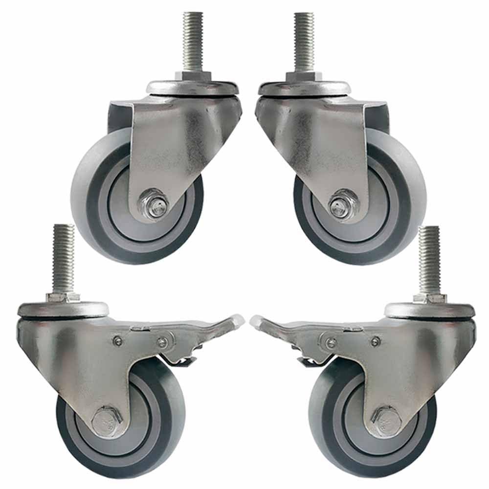 Roulettes pivotantes robustes de 75 mm lot de 4 roues filetées M20