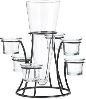 Koehlerhomedecor Black Metal Frame Tapered Glass Flower Vase Candle Holder Set