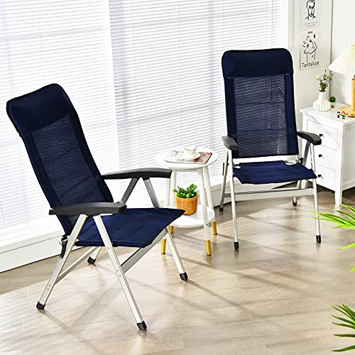 Giantex GT70732NY-2-PO Set Of 2 Patio Chairs, Folding Outdoor Chairs, High Back Recliner thumb #7