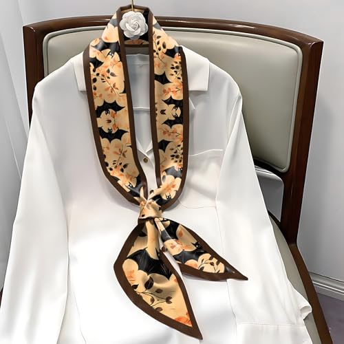 2PC Hair Head Scarf Neck Scarves Silk Feeling Long Oblique Angle Satin Cute Women Girls Handbag 59 * 6.7''3