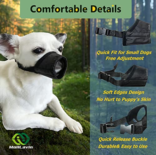 Moiilavin Dog Muzzle Xs (2 Packs) For Small Dogs With Long Snout Quick Fit Dog Muzzle Adjustable Prevent From Barking Biting And Chewing Xs Soft Muzzle (Black+Camo) #TOP3