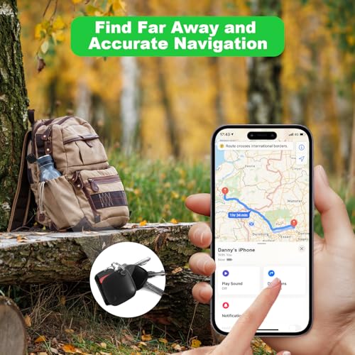 AURTEC Smart GPS Tracker für Haustiere, Fahrzeuge, Schlüssel und Gepäck, kompatibel mit Apple Find My App (nur iOS), Echtzeit-globale Standortverfolgung, Lange Akkulaufzeit, Geo-Fencing, 1 Stück