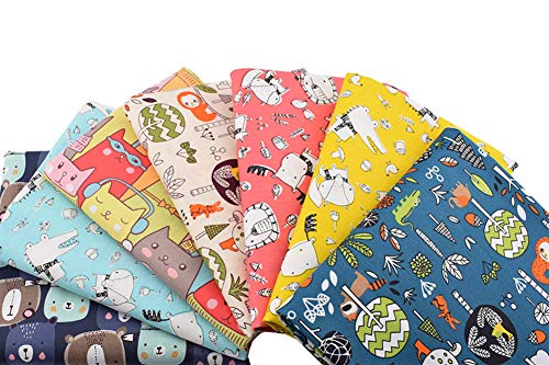 Tissus en coton patchwork lot de 7 carrés anti-effilochage pour DIY