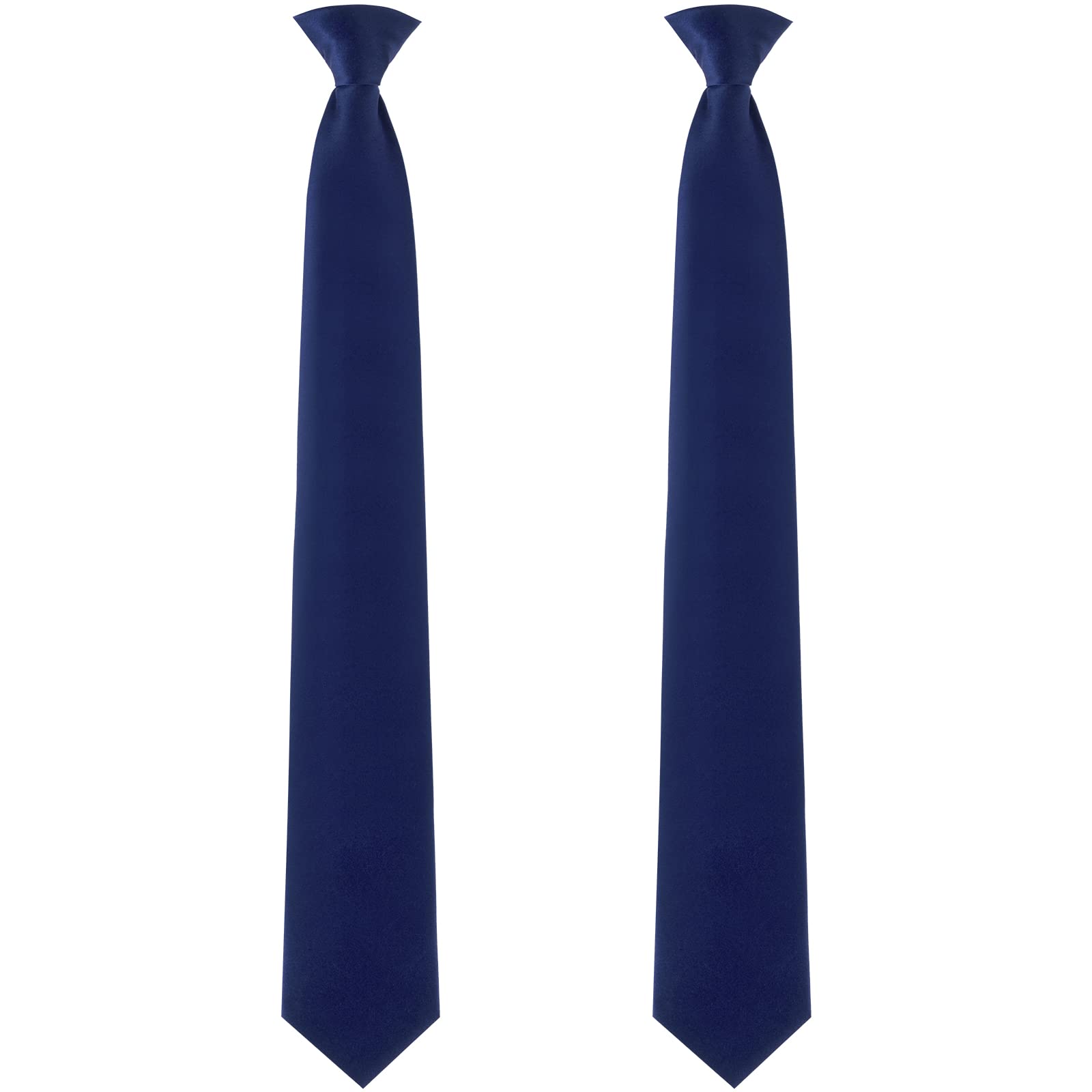 2 Pieces Men's Clip-on Ties Solid Color Clip-on Ties Pre-tied Neckties for Office School Police Security Wedding Graduation Uniforms