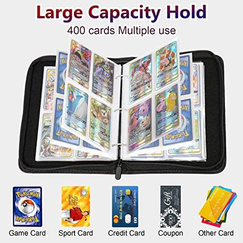 Card Binder,Card Holder Carrying Case Album Fits 400 Cards with 50 Removable Sleeves Trading Card Binder Suitable for Game Cards Sport Cards Gift for Boys and Girls