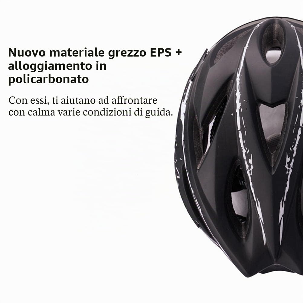 Casco da Ciclismo Casco Protettivo per Uomo Adulto e Donna con Visiera Magnetica (Blu nero)