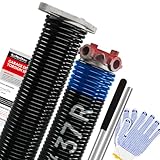 KaiMinDogz Juego de resortes de torsión para puerta de garaje de 1.75 pulgadas con barras de bobinado antideslizantes y guantes, revestimiento negro para