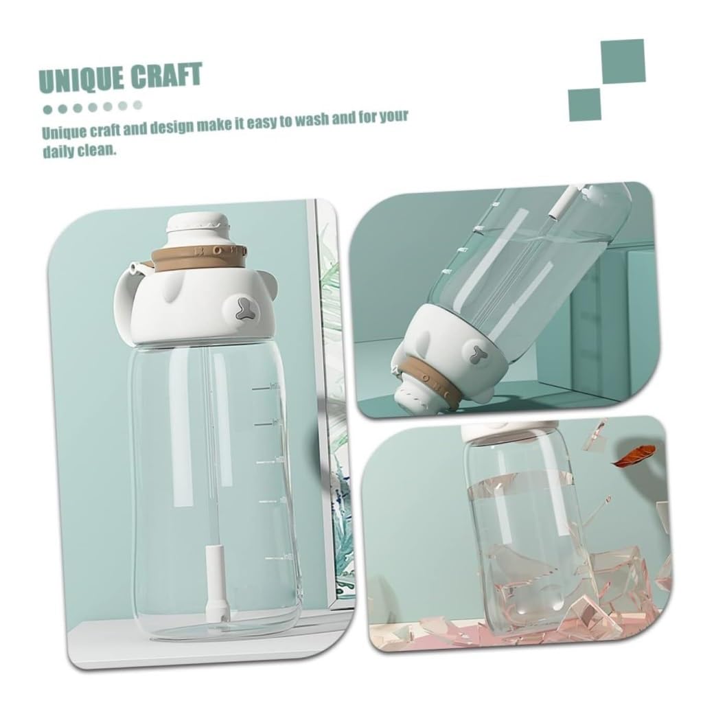 Bouteille d'eau Bouteille d'eau en Plastique Bouteille d'eau de Sports de Plein air Bouteille d'eau Mignonne de Tasse avec la Bouteille d'eau de Forme Physique de Paille Gourde(Rosa)