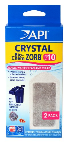 API CRYSTAL BIO-CHEM ZORB SIZE 10 Aquarium Filtration Media Cartridges for API SUPERCLEAN 10 2-Count Box