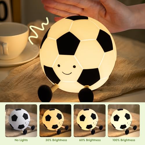 YISUN Football Night Light, Rechargeable Portable Dimmable Silicone Football Lamp with Touch Control and Timer - Image 3