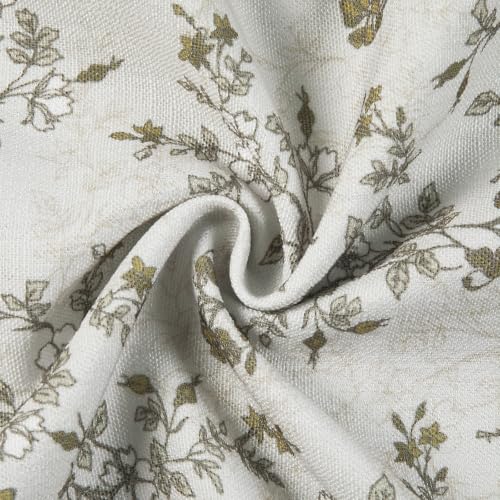 Image of TWOPAGES Rod Pocket Floral Print Cafe Curtains, Cotton White, 52W x 45L