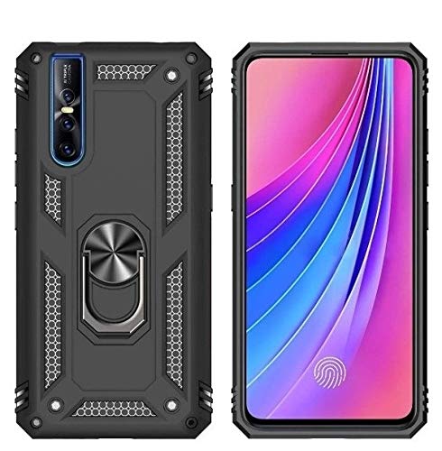 REALCASE Vivo V15 Pro Back Cover, Polycarbonate, Thermoplastic Polyurethane Stylish, Rugged Armor Slim Hybrid Magnetic Bracket Ring, Shock Proof Case Back Cover for Vivo V15 Pro (Black) (B07S8R697C) Amazon Price History, Amazon Price Tracker
