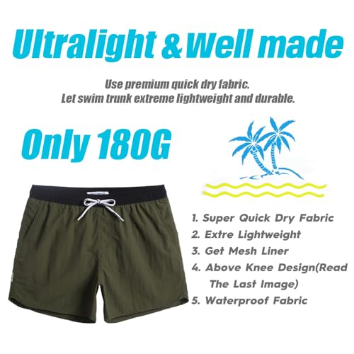 Image of maamgic Mens Swim Trunks 5 inch with Mesh Lining Quick Dry Bathing Suits for Men Swim Shorts Swimwear