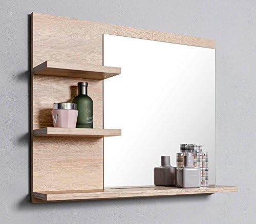 Domtech Miroir De Salle De Bain Avec Etageres Blanc Amazon Fr Cuisine Et Maison
