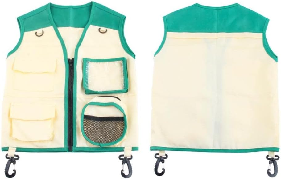 JTLB Kids Explorer Costume Set, 2Pcs Safari Vest and Hat for Outdoor Adventure, Bird Watching, with Washable Fabric (Green) - Image 5