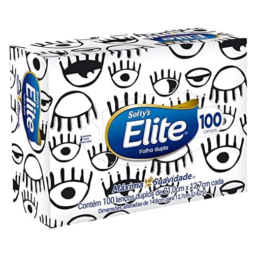 Lenço de Papel Elite Softy'S Máxima Suav 100 Fls, Elite, 100 Unidades