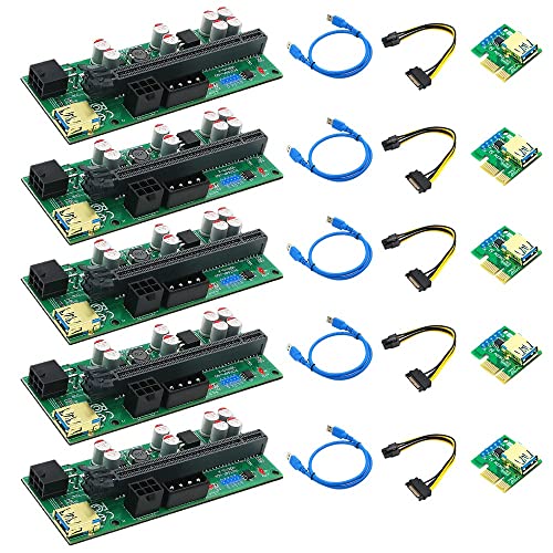 Extension graphique PCIE Riser 1X à 16X avec Flash LED série 010-X pour rig de minage