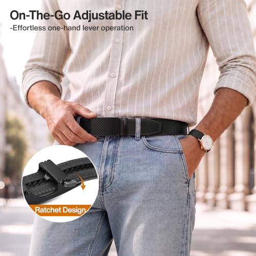 BULLIANT Men's Full Grain Leather Ratchet Belt Trimmable 1 3/8“-Gift Boxed - image 5