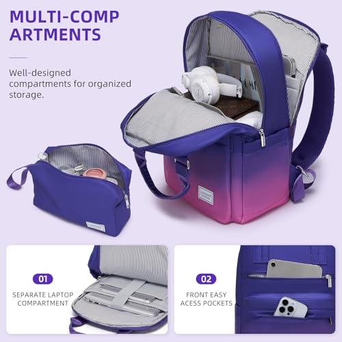 Image of LARVENDER Carry on Luggage 22x14x9 Airline Approved Hardshell Suitcase with Wheels TSA Lock, PC+ABS Lightweight Suitcase Set for Women with Travel Backpack, Midnight Berry, 3 Piece Set
