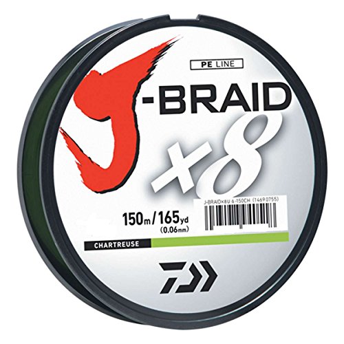 Daiwa J-BRAIDX8, Filler Spool, Chartreuse, Mono Dia.= 2.5lb.