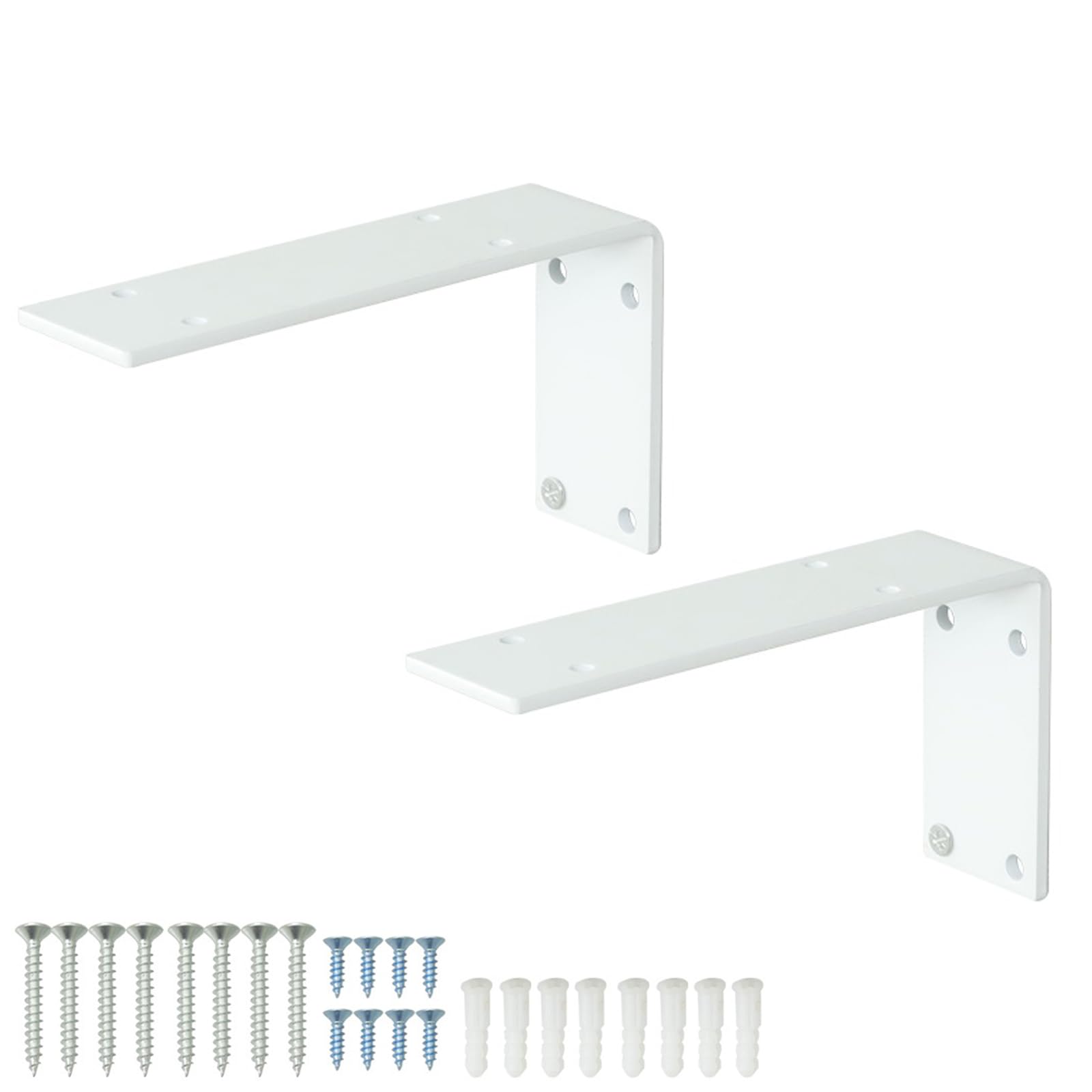 Paquete de 2 soportes para estantes de hierro de alta resistencia, soporte flotante de metal, soportes para estanterías, soporte montado en la pared, soporte de esquina en ángulo recto en forma de L