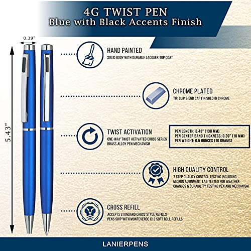 Image of Lanier 4G Ballpoint Pen - Shiny Chrome Ring & Parts with Medium Tip 0.7mm Cross Style Refill (with Accents - White or Black or Purple or Pink)