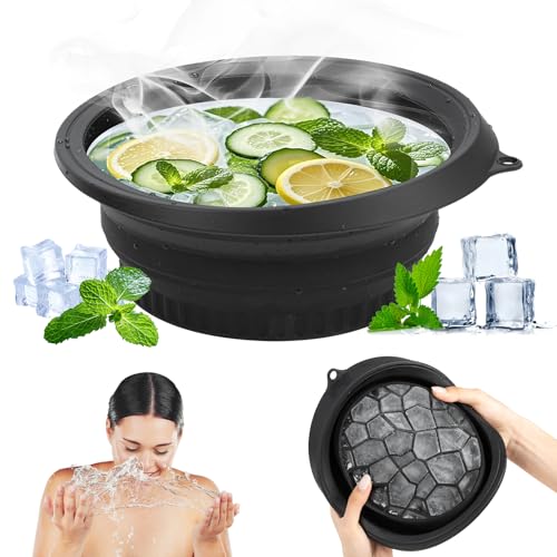 Face Ice Bath Bowl, Waschschüssel für Gesicht Eingebaute Eiswürfelschale Waschbecken, Silikon Gesicht Eiswanne, Faltbares Facial Ice Bath Bowl zur Schwellungen Linderung, Tragbare Gesichtsschüssel für