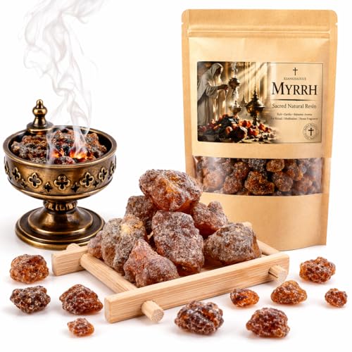 XIANGSAIXUE Premium Myrrh Resin Tears Natural Resin Incense for Meditation Aromatherapy & Spiritual Rituals Home Fragrance 30g / 130g / Frankincense50g + Myrrh50g (Myrrh 30g)