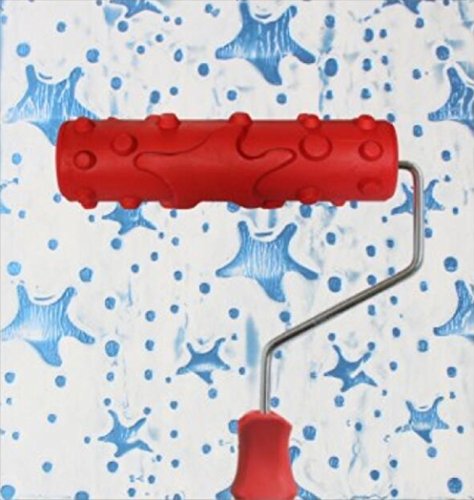 BUUEERR 7" DIY Patterned Paint Roller Decorative Rubber Roller with Plastic Handle (Model EG208)