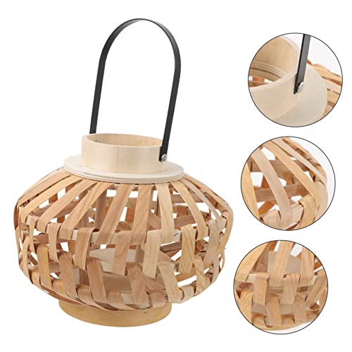BESTonZON Woven Candle Lantern Lantern Wooden Candle Cup Manual Hotel Decor