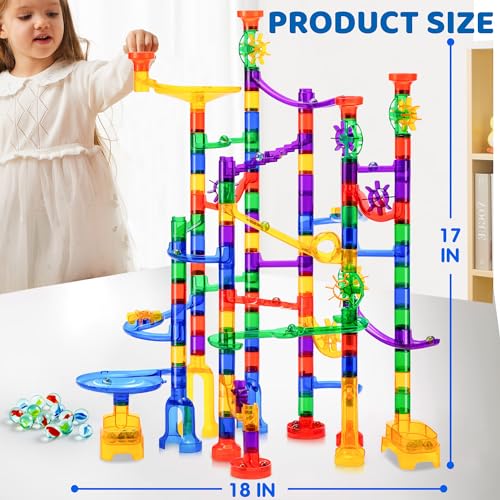 JOYIN 170Pcs Glowing Marble Run, Construction Building Blocks Toys with 5 Glow in The Dark Glass Marbles, STEM Educational Building Block Toy, Birthday Gifts, Easter Basket Stuffers by JOYIN - Image 4
